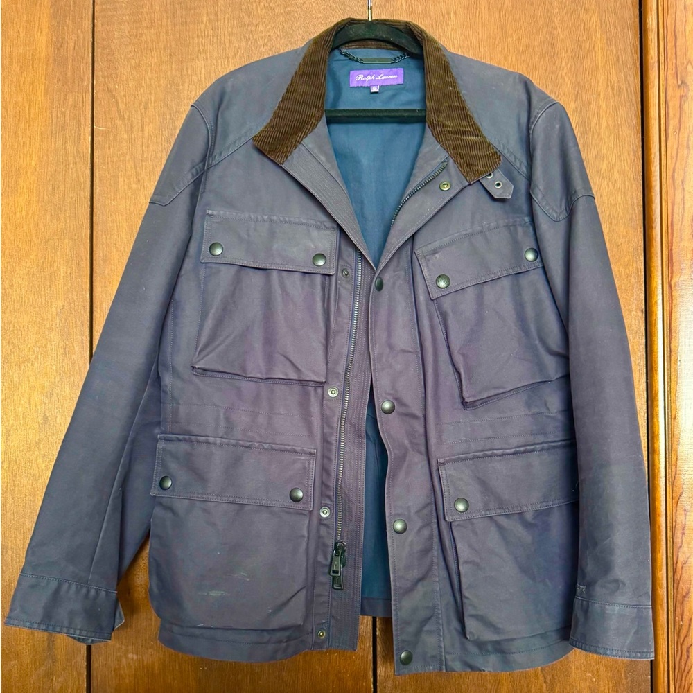 Ralph Lauren Purple Label Navy Field Jacket with Brown Corduroy Collar